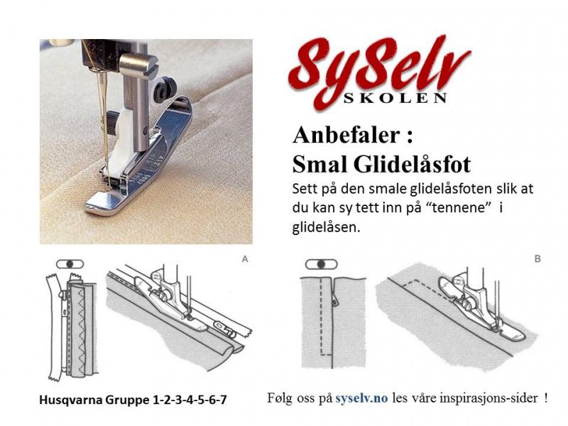 Husqvarna smal Glidelåsfot